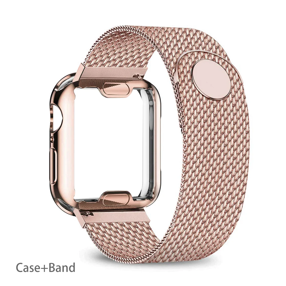 Case+strap For Apple Watch band 40mm 44mm iwatch 38mm 42mm Plated case+Metal belt Magnetic loop bracelet apple Watch 6 se 5 4 3