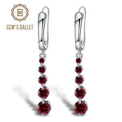 GEM'S BALLET 2.67Ct Natural Red Garnet Gemstone Drop Earrings Genuine Pure 925 Sterling Silver Earrings Fine Jewelry For Women