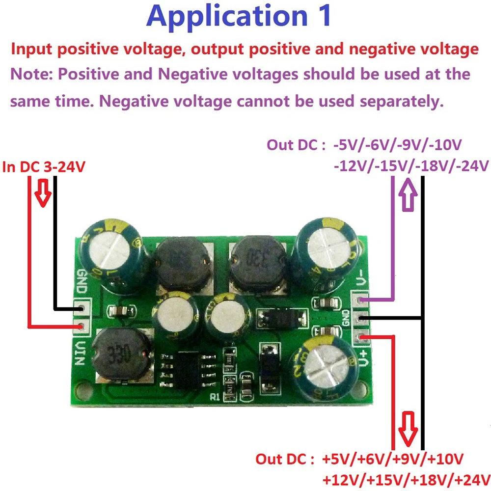 DC-DC Voltage Converter Boost-Buck Module Positive Negative Voltage Dual Output 3-24V to 5V 6V 9V 10V 12V 15V 18V 24V 8W