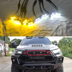 4PCS LED LIGHTS WHITE AMBER COLOR GRILLE RAPTOR BUMPER MASK COVER FOR HILUX REVO TACOMA ROCCO  MODIFIED CAR GRILL LAMPS