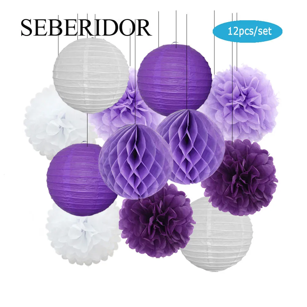 Blau-weißes Set, runde Papierlaterne, hängende Kugel, Waben-Set für Kinder, Jungen, 1. Geburtstag, Party-Gastgeschenk, Baby-Taufe, Hochzeitsdekoration – Detail 7