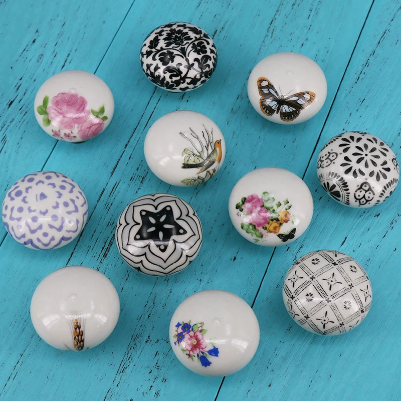 1x Ceramic Round Knobs Kitchen Cabinet Drawer Cupboard Door Pull Handle Kids Dresser Knobs