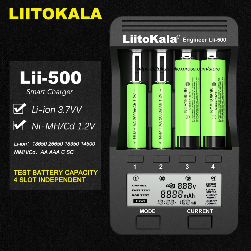 Liitokala Lii-500 Lii-402 lii-202 lii-100 lii-S1 dla 26650 21700 18500 16340 18350 baterie AA AAA 18650 baterii ładowarka