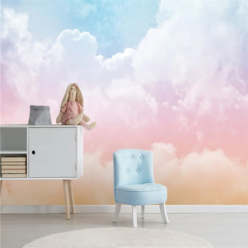 Beibehang-mural minimalista moderno, revestimiento de pared de techo de nube de color, papel tapiz para habitación de niños, sala de estar,