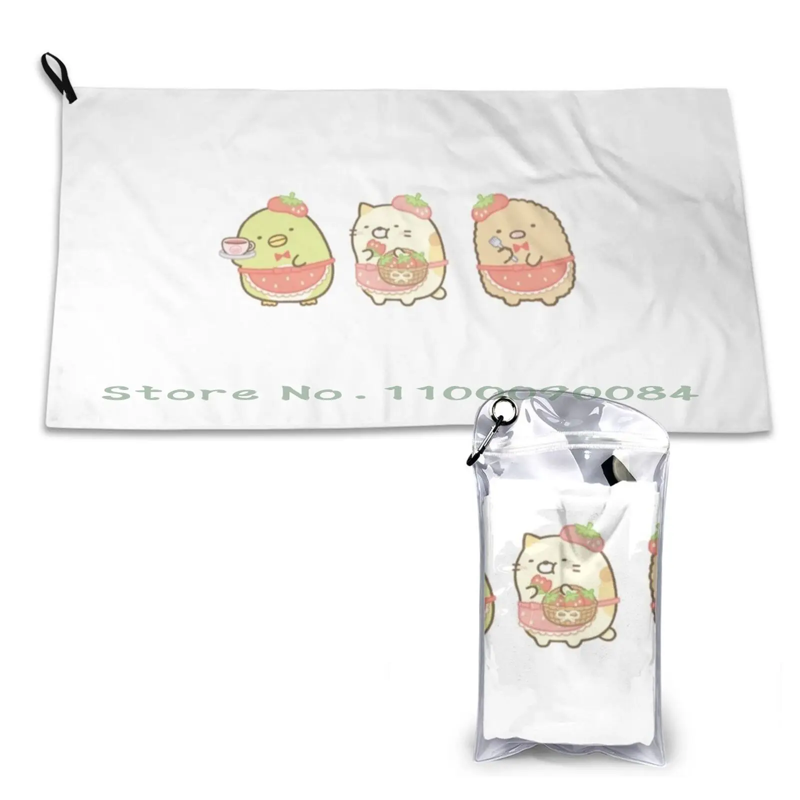 Sumikko Gurashi Strawberry Quick Dry Towel Gym Sports Bath Portable Frog Toad Children Story Tale Soft Sweat-Absorbent Fast