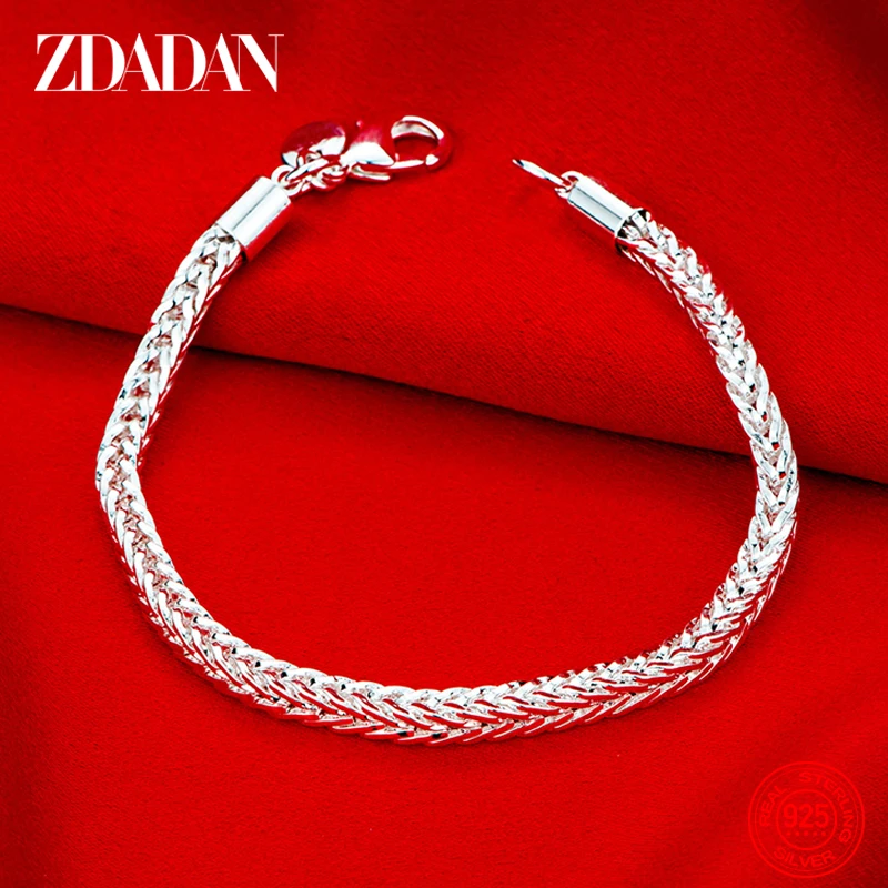 ZDADAN 925 Sterling Silver 4MM Snake Bone Chain Bracelet For Women Fashion Wedding Jewelry Gift