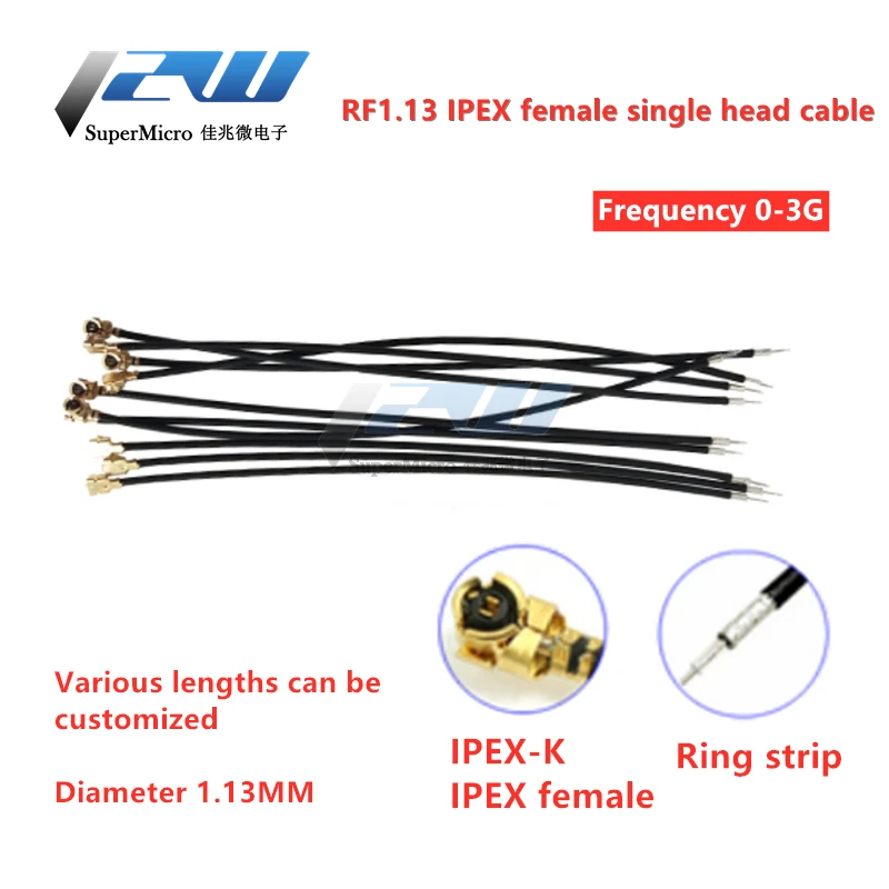 5 PCS/LOT IPEX IPX U. FL Female 1.13mm Single Head Connector Cable, IPX Connector RF113  IPEX Cable 10CM,15CM,20CM,30CM,50CM,1M