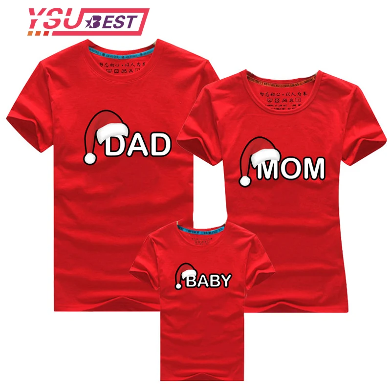 Dad Mom Baby Christmas T-Shirt Clothing for Family Matching Outfits Clothes Mother Daughter Father Son Look Mommy and Me Shirt