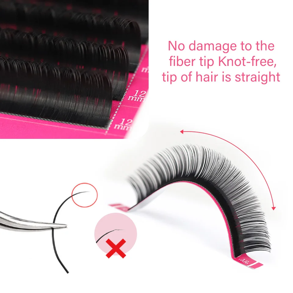 RUJADE 20mm Lashes Eyelashes for Extension 15-20mm Long False Eyelash Russian Silk Lash Matte Black Individual Eyelash Extension