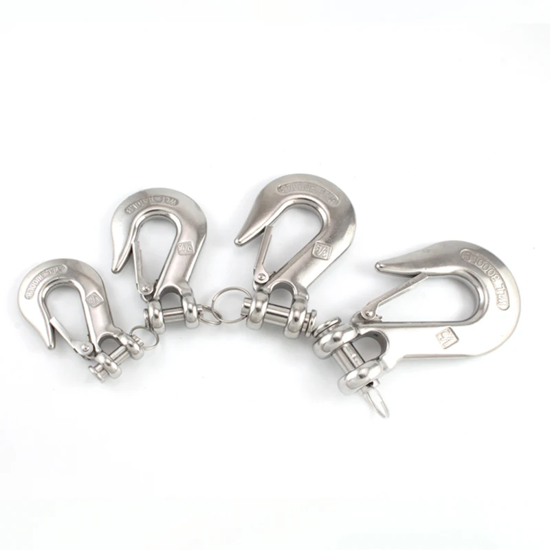 HQ 1500-3000LBS Heavy Duty American Standard Stainless Steel 304 Hoist Cargo Lifting Chain Claw Hook with Latch