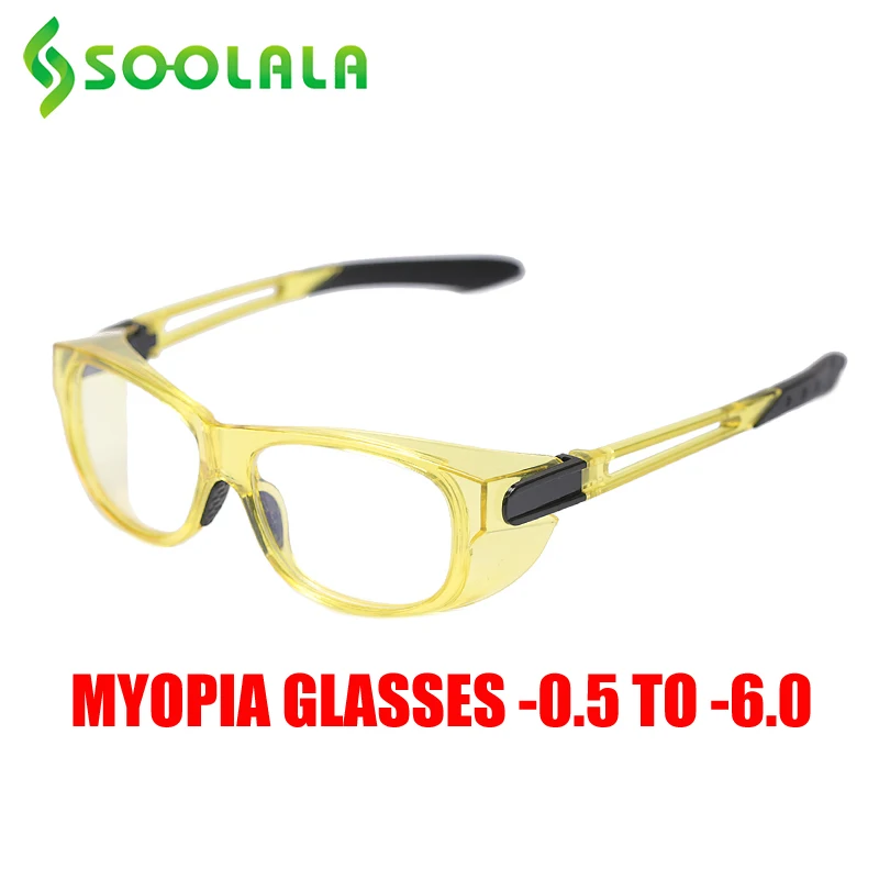 

SOOLALA Anti Blue Light Myopia Glasses Protective Eyeglasses Prescription Optical Frame Anti-Pollen Anti-Splash Riding Glasses