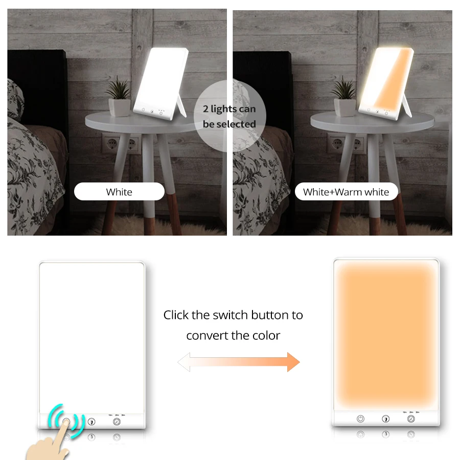 Lumière d'ambiance LED pour thérapie triste, 12000 Lux, 3200K, 5500K, synchronisation de la lumière du jour, 3 Modes, 5V, simulation de guérison naturelle, trouble affectif saisonnier
