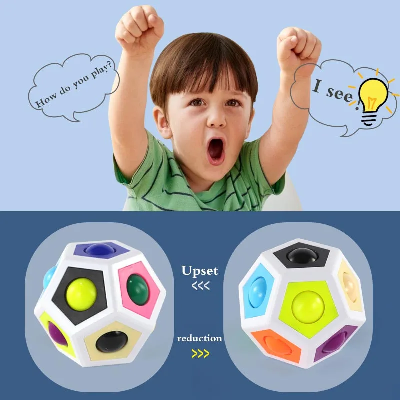 Magic cube Polygon Rainbow Ball Magic Ball fidget toys Polyhedron Football Educational Decompression Toy Fidget Stress Relief
