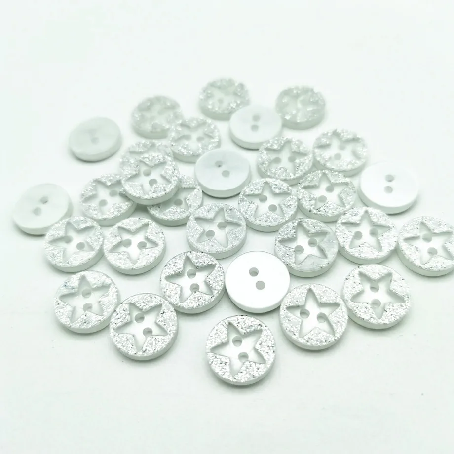 50pcs Silver Clear Glitter Sparkle Buttons, Heart, Star, Round, 2 Holes, Sewing Accessories, Shiny Embellishment, DIY Crafts,