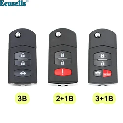 3/4 przyciski Flip Remote Key Fob Shell Case 4 Button dla Mazda 3 5 6 RX-8 CX-7 CX-9 RX-8 z nieobciętym ostrzem HU133