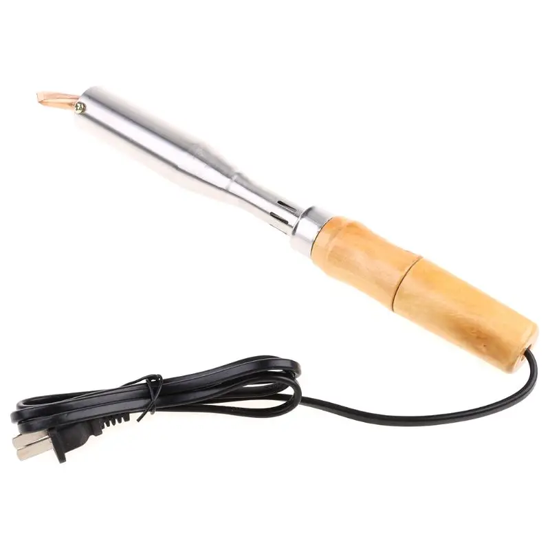 220V Heavy Duty Electric Soldering Iron 75W 100W 150W 200W High Power Soldering Iron Chisel Tip Wood Handle