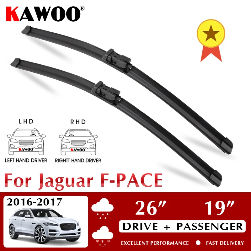 

KAWOO Wiper Front Car Wiper Blades For Jaguar F-PACE 2016 2017 Windshield Windscreen Front Window Accessories 26"+19" LHD RHD