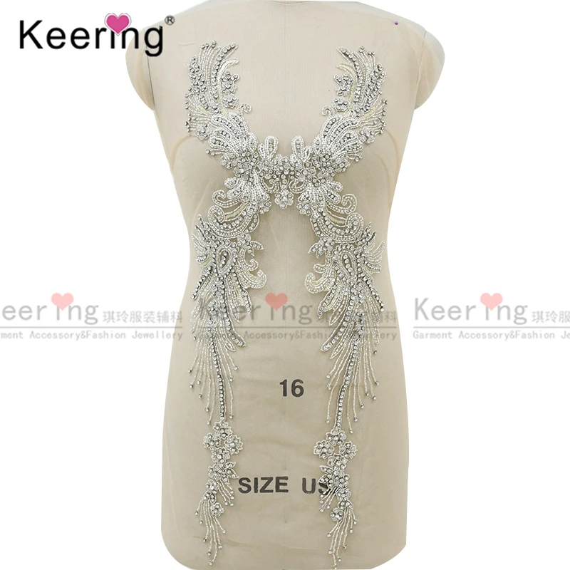 Keering Blingbling Silver Crytal Rhinestone Corpo para Vestido de Noiva