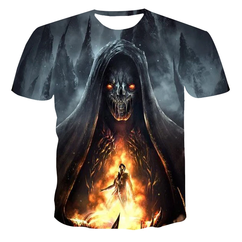 2021New Summer 3 D T-Shirt Men Clothing Boy-Child Skull&Death Short Sleeve Fashion O-Neck Street Wear Cool Customizable 110-6 XL