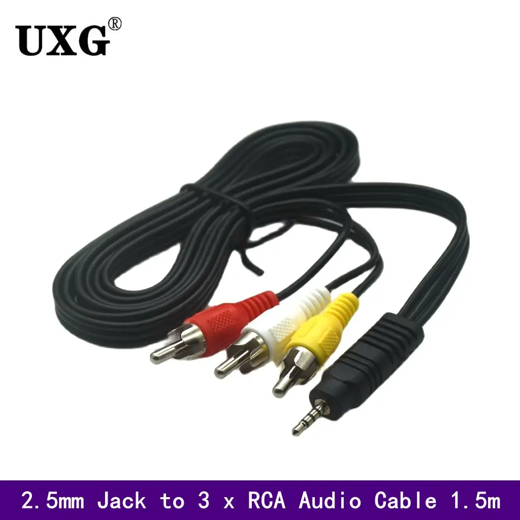 2.5mm Jack do 3 X RCA Phono prowadzić kabel Audio/wideo kabel AV 2.5mm do AV wideo dla netto odtwarzacz multimedialny 1.5m