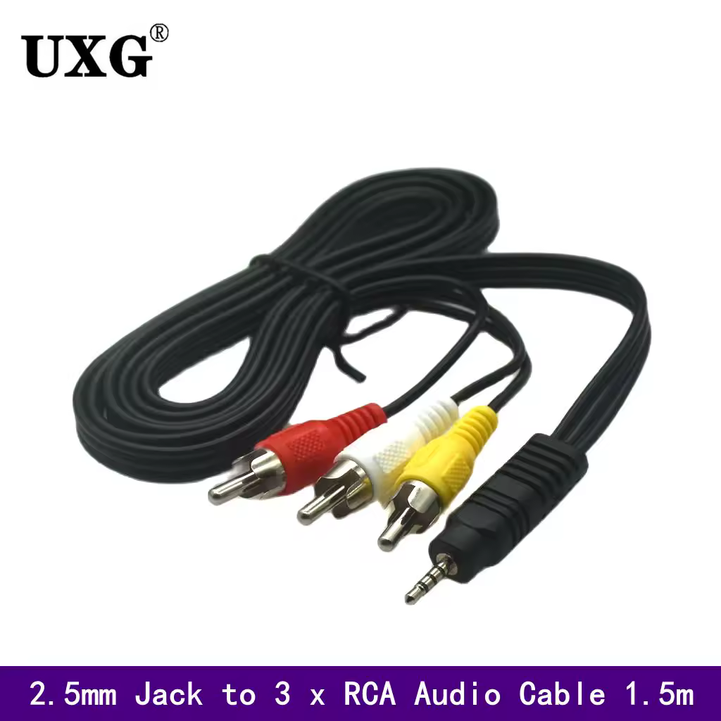 2.5mm Jack To 3 X RCA Phono Lead Audio / Video AV Cable 2.5mm To AV Video Cable For Net Media Player 1.5m ะะพั
ะพะถะธะต ะฝะฐ AliExpress
