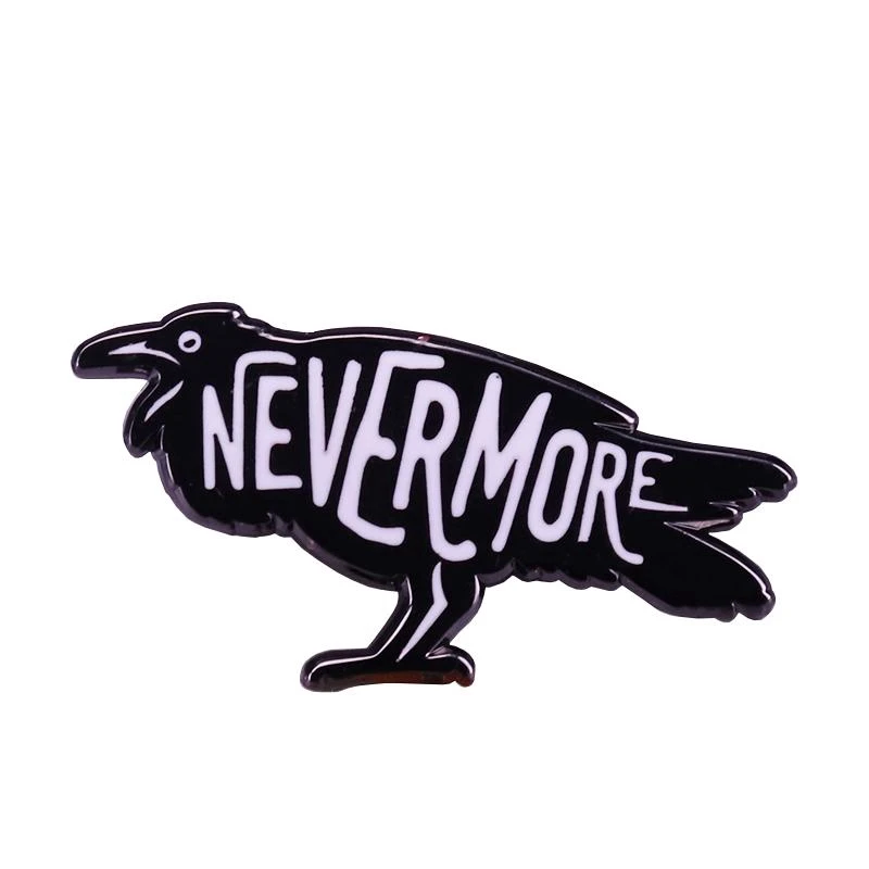 Great Poet Edgar Allan Poe enamel Pins Collection Nevermore Raven Brooch Gothic Style Badges