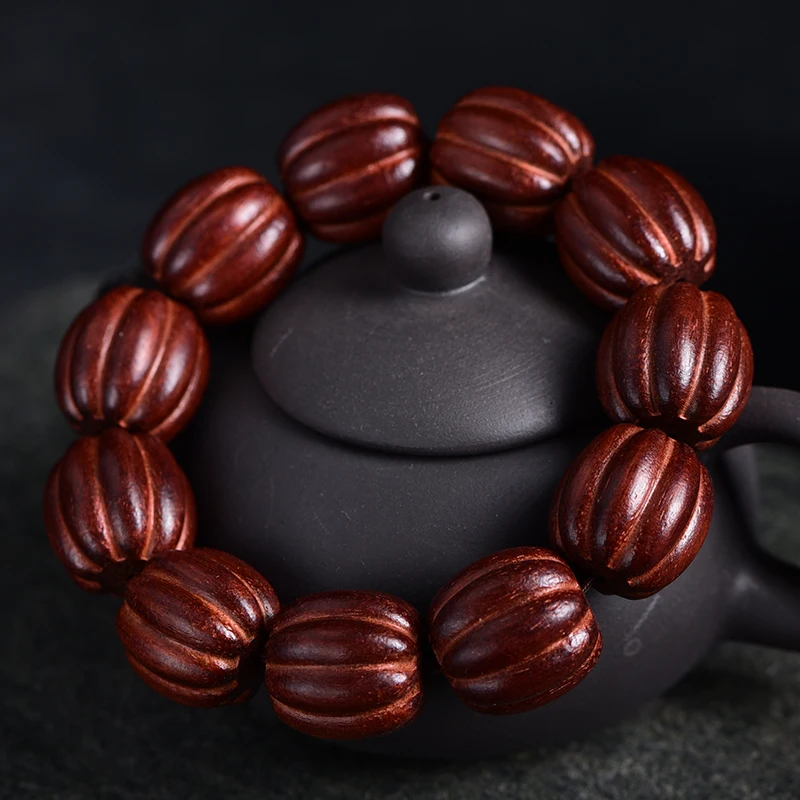 African Lobular Rosewood Old Material Sandalwood Carved Beads Pumpkin 108 Bracelets