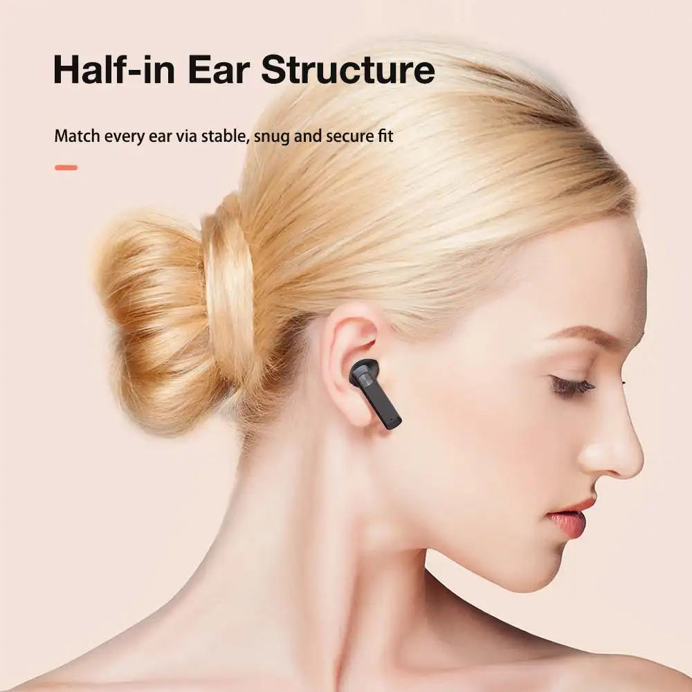 BlitzWolf ENC TWS bluetooth Headphones True Wireless Earphones Half in ear Earbuds with Touch Control, AAC Audio,IPX4 Waterproof