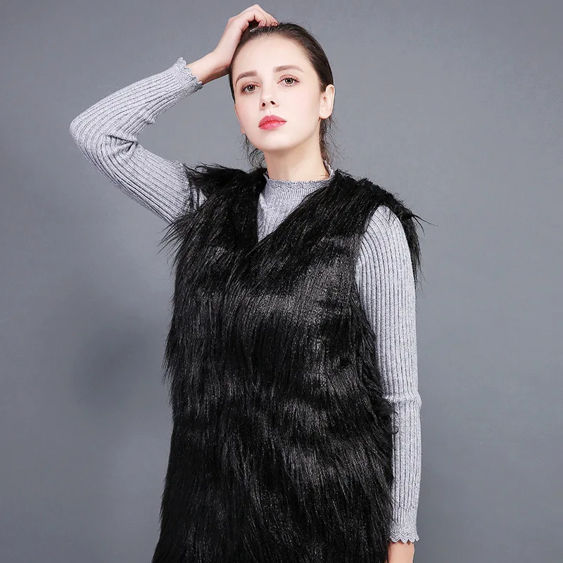 Faux Fur Coat Women Furry Vest Female Jacket Sleeveless White Coat Femme Fur Vest Women's Clothing Abrigos Mujer KJ309