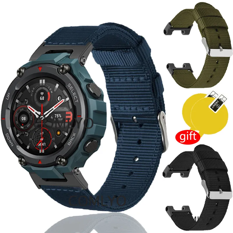 

Ремешок для смарт-часов Huami Amazfit T-Rex Pro Ремешок нейлоновый холщовый браслет с пряжкой для Amazfit T Rex Pro, защитные аксессуары для экрана