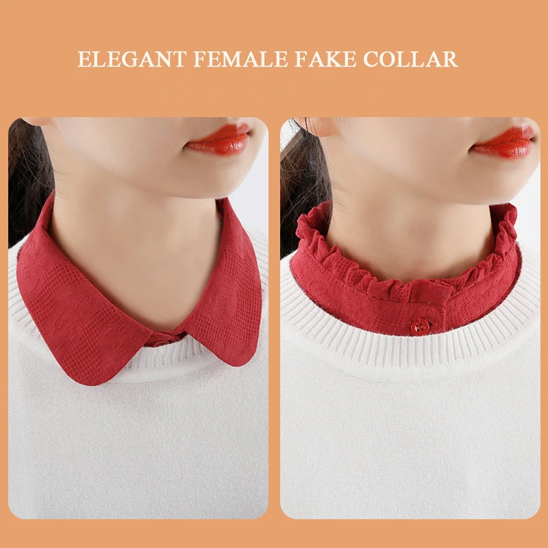 2021 Brand New High Quality Women's Fake Collar Navy Red Stand Beads Detachable Ladies False Blouse Collar Half Shirt