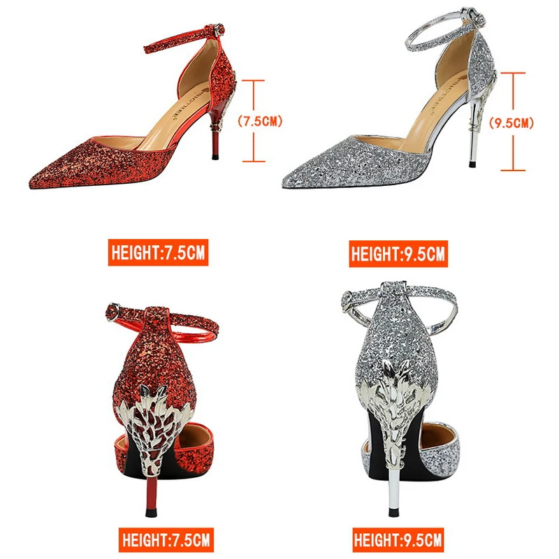 BIGTREE Shoes Heels 2023 New Woman Pumps Sequins High Heels Women Shoes Fashion Ladies Shoes Gold Sliver Stiletto Heels Sandals