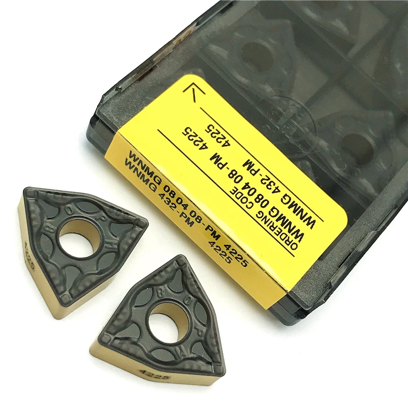 Imagem -02 - pm 4225 Inserções de Carboneto Indexado Ferramentas Torneamento Interno Torno Cnc Wnmg 080404 0800408 Torneamento Cortador 10 Peças Wnmg080404 Wnmg080408