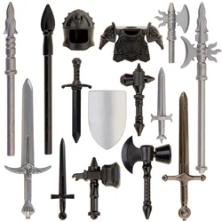 Koruit Mediaeval Times Weapons For 4cm Mini Dolls Sword Helmet Shield Hammer Spear MOC Building Blocks Brick Toys For Children