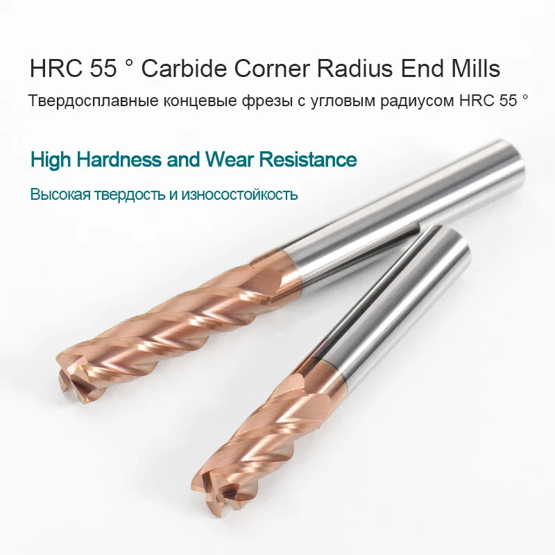 R0.2 R0.5 R1 R2 R3 HRC55 frese a raggio angolare in carburo di tungsteno fresa CNC 4 flauti utensili CNC punta tonda per Router