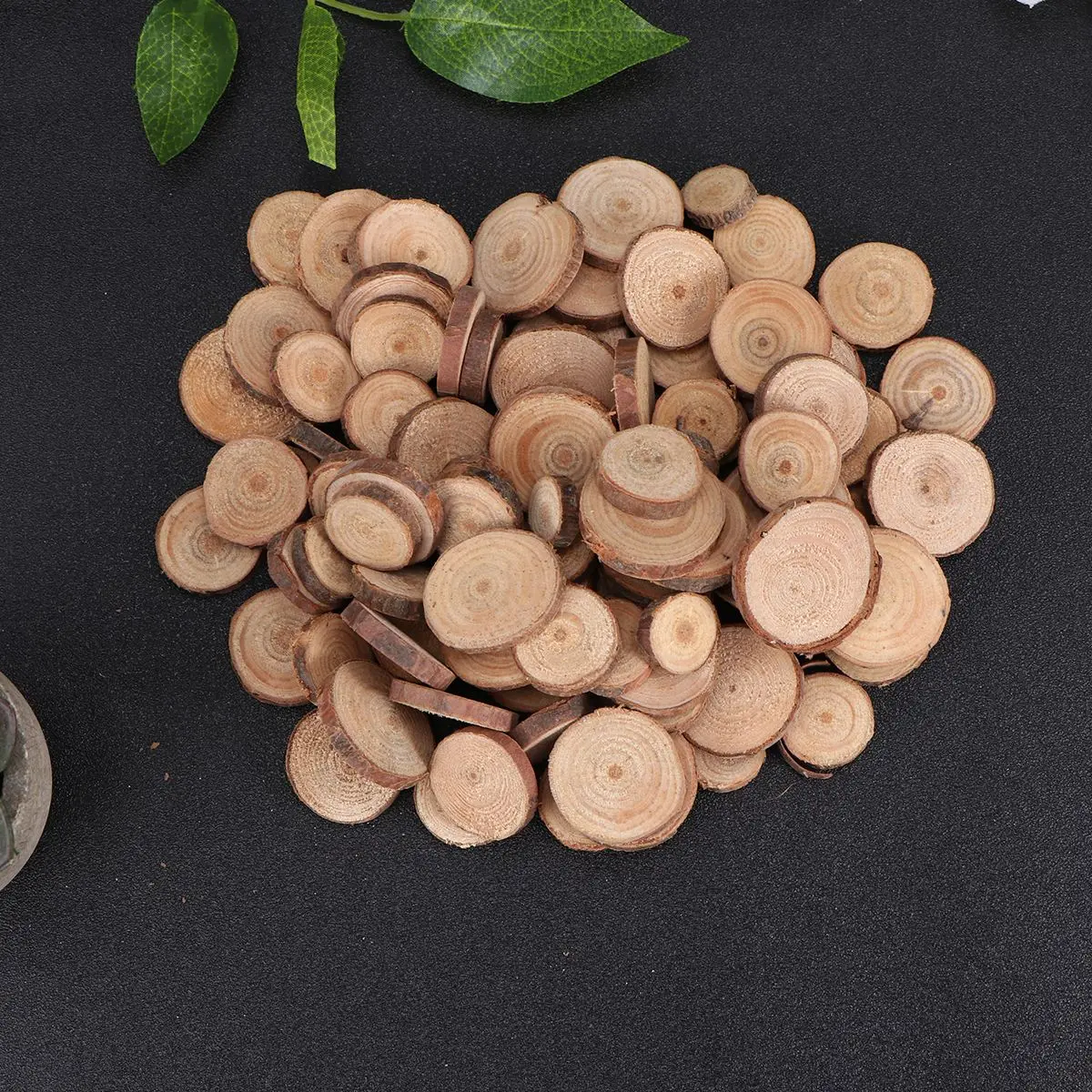 DIY 목재 통나무 슬라이스 디스크, 웨딩 센터피스, 천연 소나무 라운드, 미완성, 100 개, 1.5-3cm