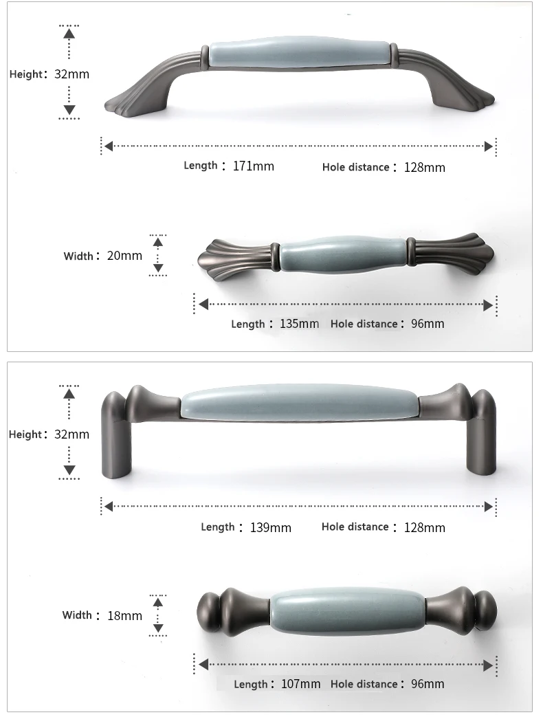 WV Blau Grau Keramik Schrank Möbel Hardles Wardrob Griff Tür Knosb Schrank Zieht Mediterranen Stil Schrank Tür Hardware – Detail 4