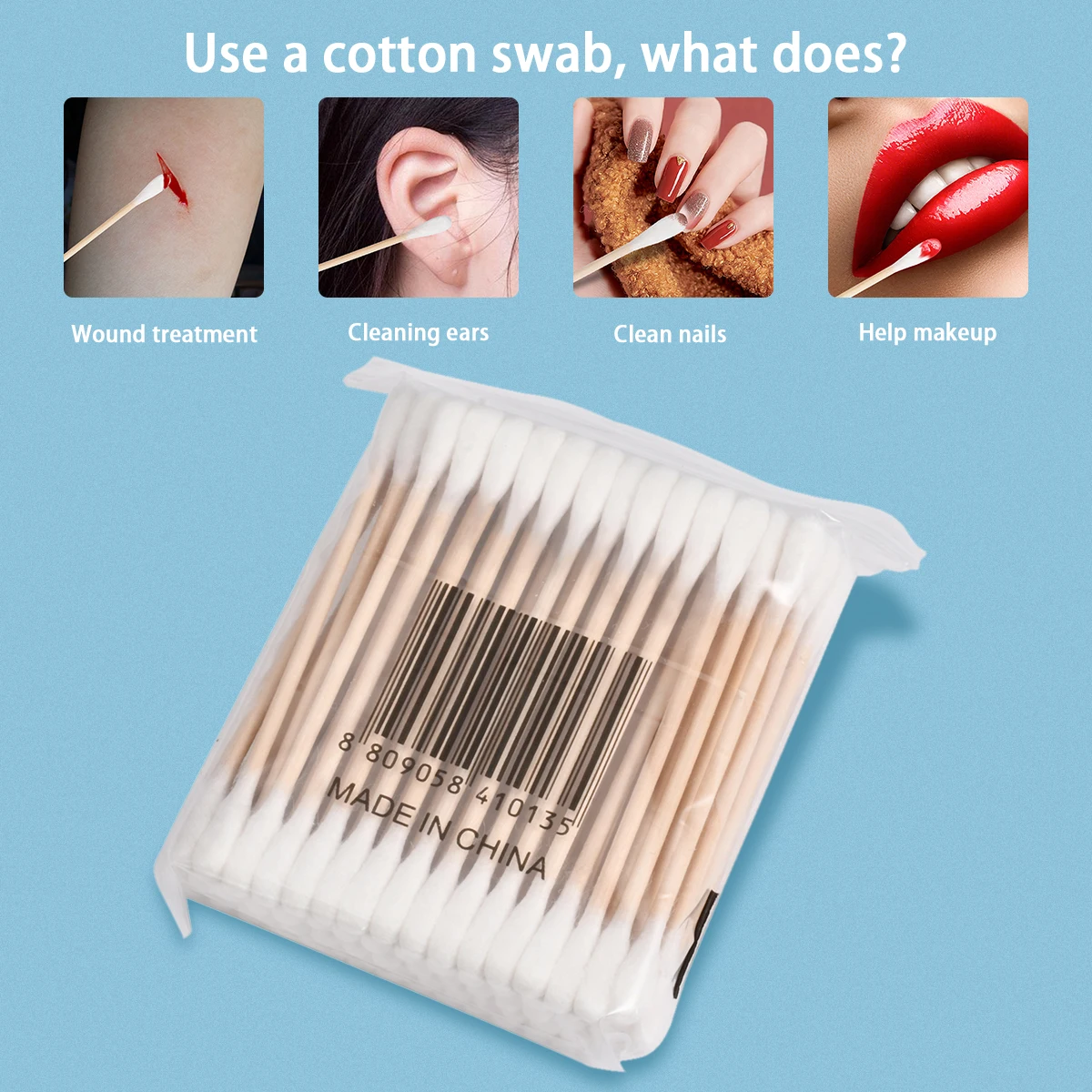 80pcs Bamboo Baby Cotton Swab Wood Sticks Soft Cotton Buds Cleaning of Ears Tampons Health Beauty Cleaning Tools