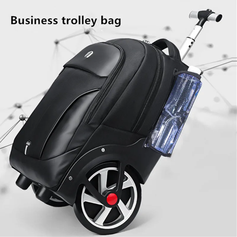 Business trolley backpack big wheels computer bag student schoolbag laptop tablet storage bags travel handbag shoulders luggage