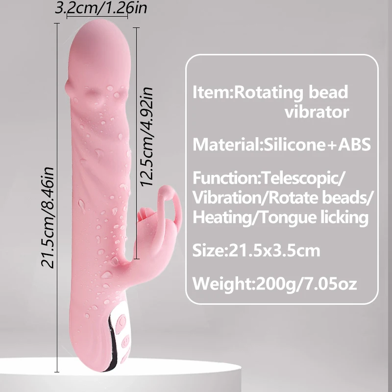 Heating Telescopic Vibrator with Tongue Licking 20+20 Speeds Vaginal Massager Clitoris Lick Stimulation Dildo Sex Toys for Women