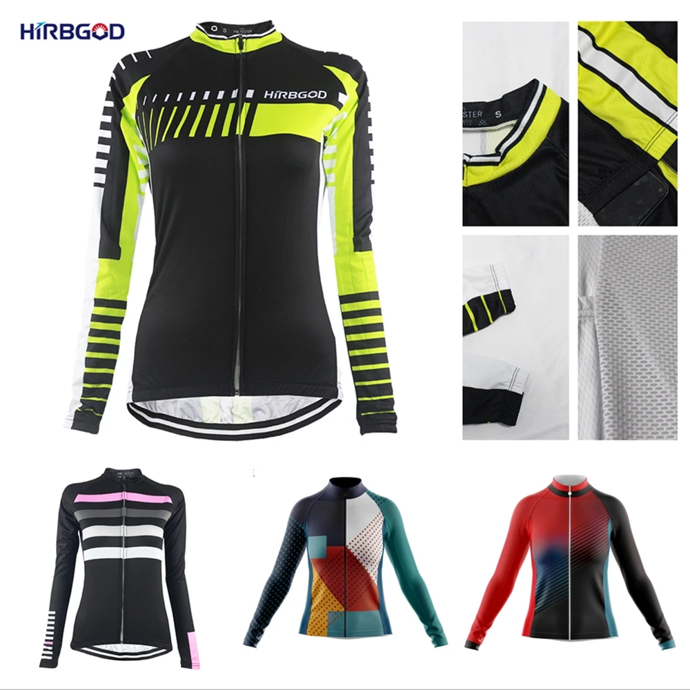 

HIRBGOD Women's Clothing MTB Long Sleeves Cycling Jersey 2022 Team Bicycle Cycling Clothing Racing Shirt Roupa Ciclismo Feminina