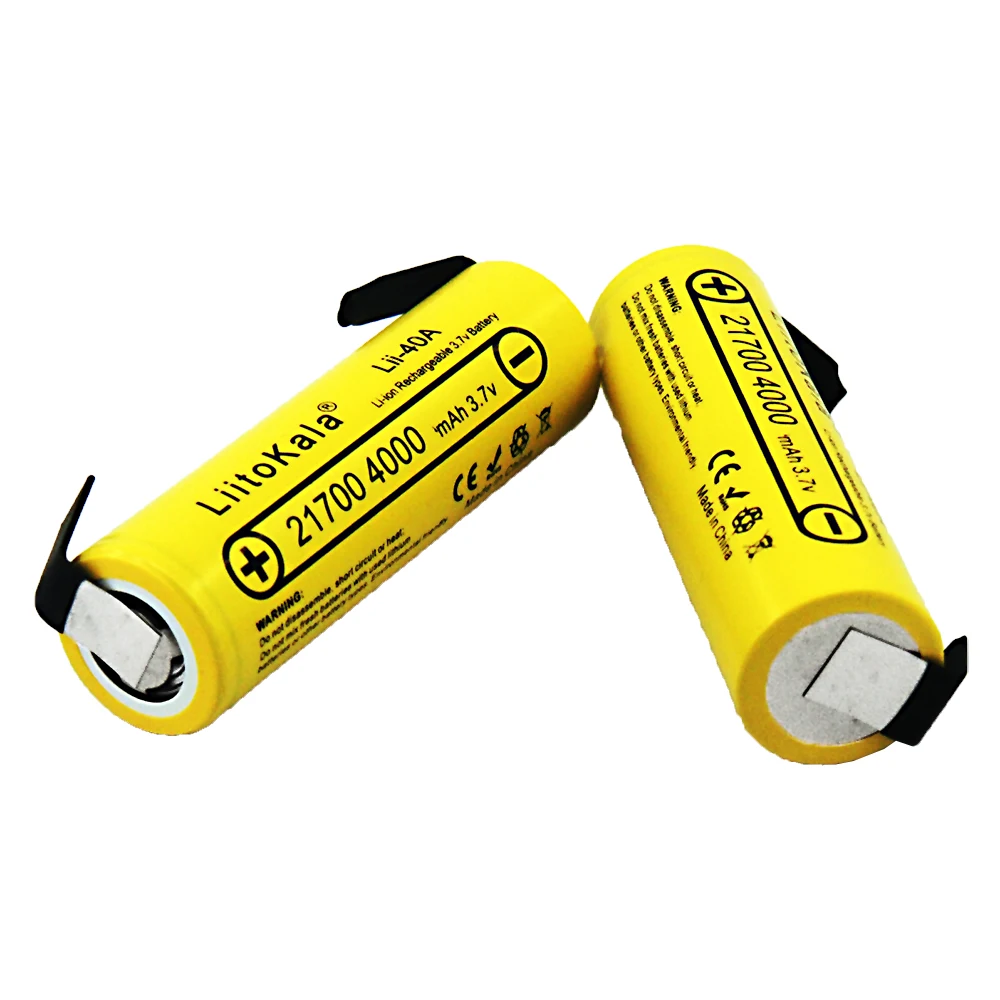 Novo 2020 liitokala Lii-40A 21700 4000 mah li-ni bateria 3.7 v 40a para alta descarga mod/kit 3.7 v 15a potência + diy nicke