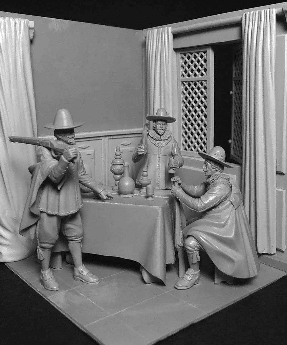 

New Unassembled 1/24 ancient crew include 3 man with scene resin Figure Unpainted Model Kit