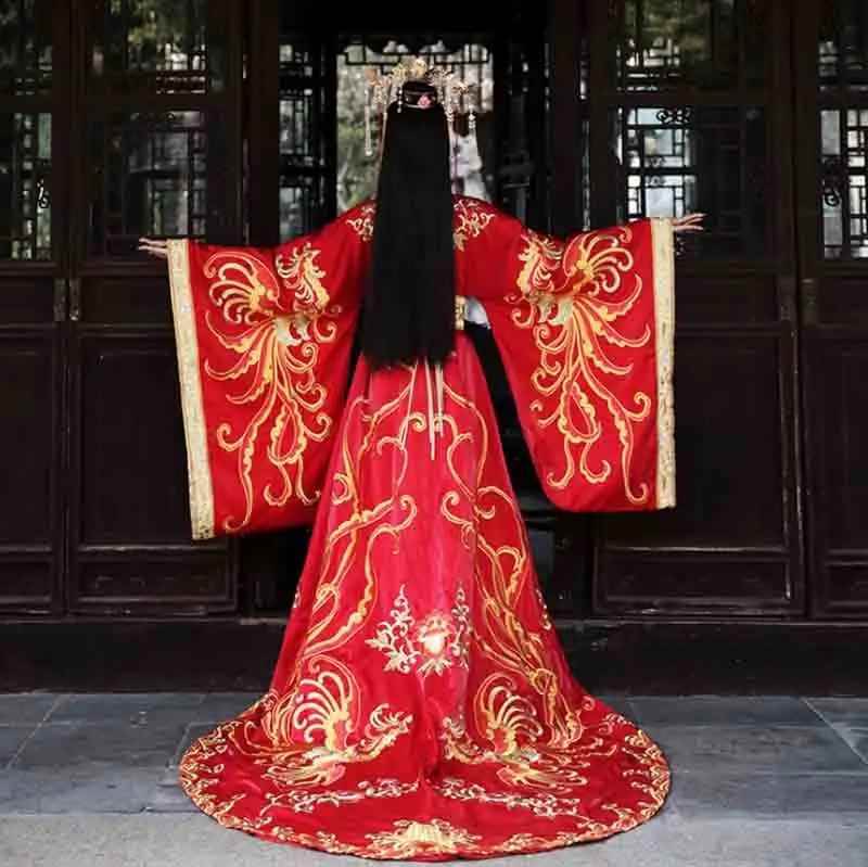 Luxury Hanfu Men/Women Chinese Traditional Embroidery Wedding Hanfu Red Dress Couples Cosplay Costume For Couples Plus Size 2XL