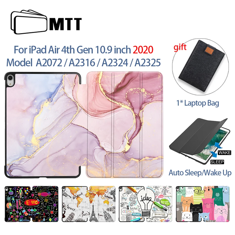 MTT Tablet Case For iPad Air 4th Generation 10.9 inch 2020 Slim PU Leather Magnetic Flip Stand funda Smart Coque With Tablet Bag