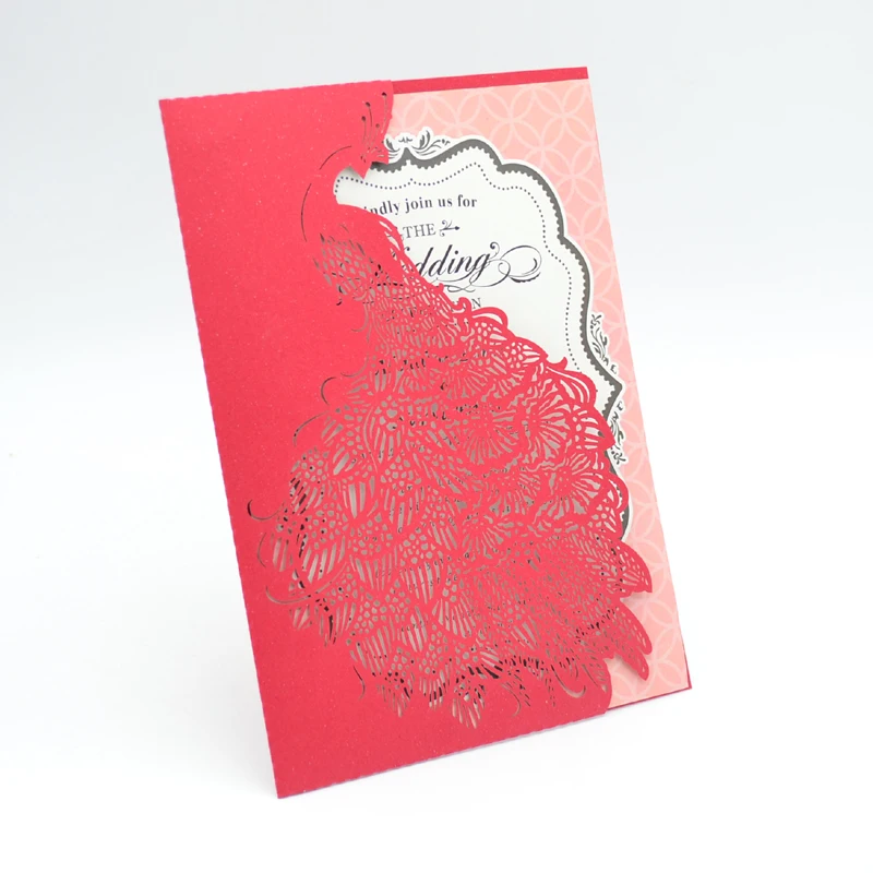 

Peacock Wedding Card Peacock Feather Lace Ivory Invitation Elegant Laser Cut Invitation Card