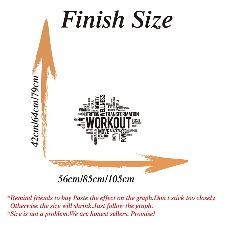Gym Workout Word Cloud Wall Sticker Office Crossfit Fitness Inspirational Motivational Quote Wall