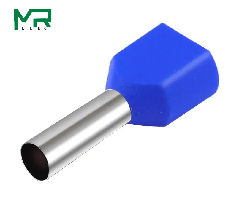 100PCS TE2508 TE2510 TE2512  double tube 2.5²type pre insulated splicel cold pressed terminal two line connection Connector