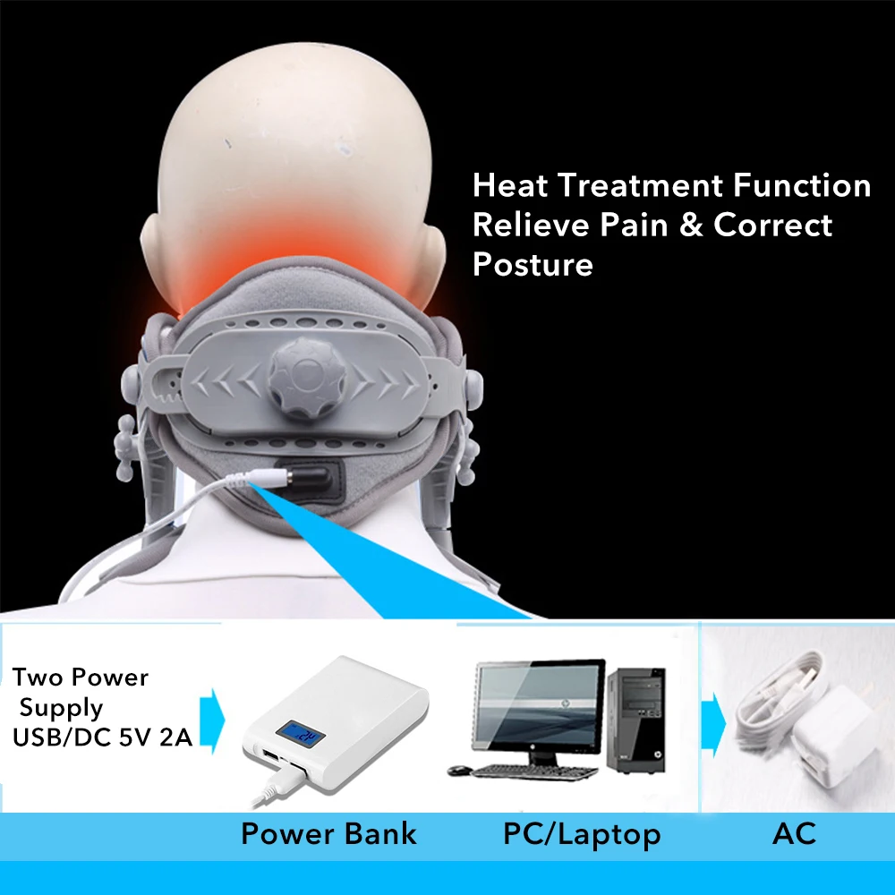 Medical Neck Traction Electric Infrared Heating Cervical Neck Traction Collar Cervical Spine Massager Heat Treatment Health Care