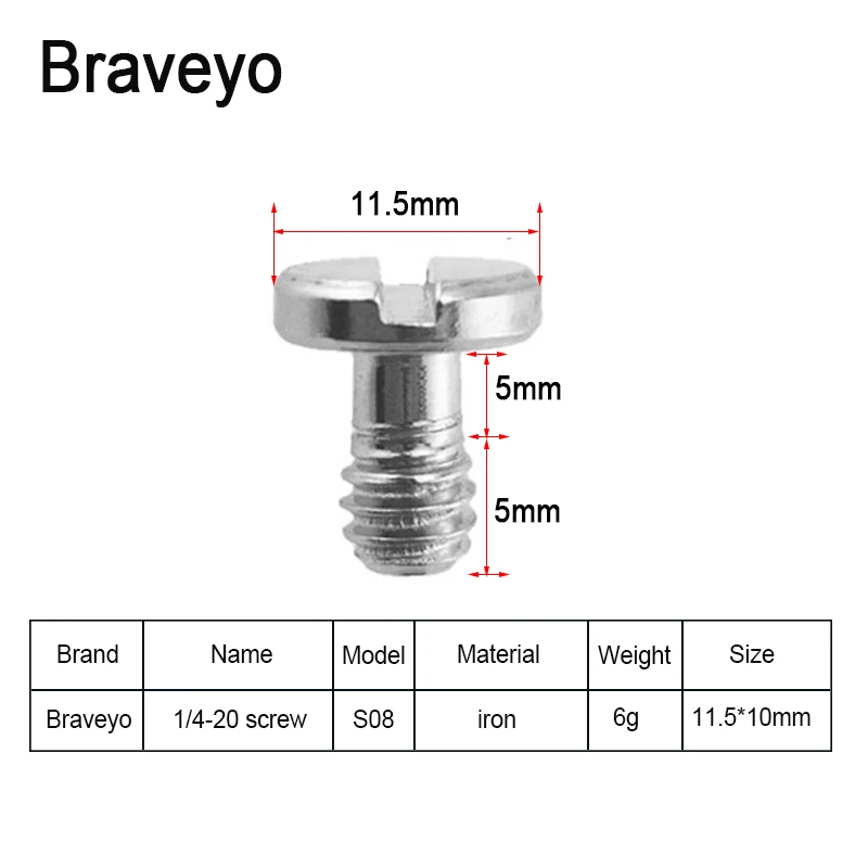 Quick Release Plate Screw 1/4-20 Thread Inch Camera Screw Tripod Ballhead Monopod Mount Adapter Fixed Accessories For Dslr